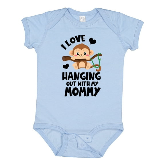 Inktastic Monkey I Love Hanging out with My Mommy Boys or Girls Baby Bodysuit