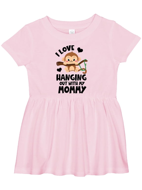 Monkey I Love Hanging out with My Mommy Girls Baby Dress