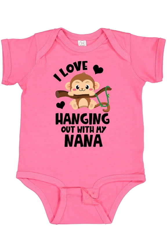 Monkey I Love Hanging out with My Nana Boys or Girls Baby Bodysuit