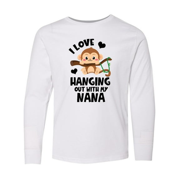 Inktastic Monkey I Love Hanging out with My Nana Long Sleeve Youth T-Shirt