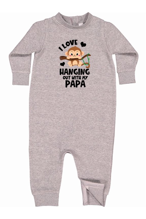 Monkey I Love Hanging out with My Papa Baby Fleece Romper