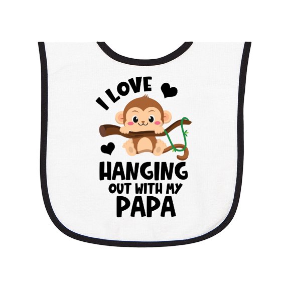 Inktastic Monkey I Love Hanging out with My Papa Baby Terry Cloth Bib