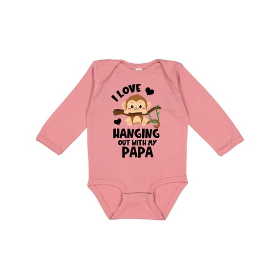 Inktastic Monkey I Love Hanging out with My Papa Boys or Girls Long Sleeve Baby Bodysuit