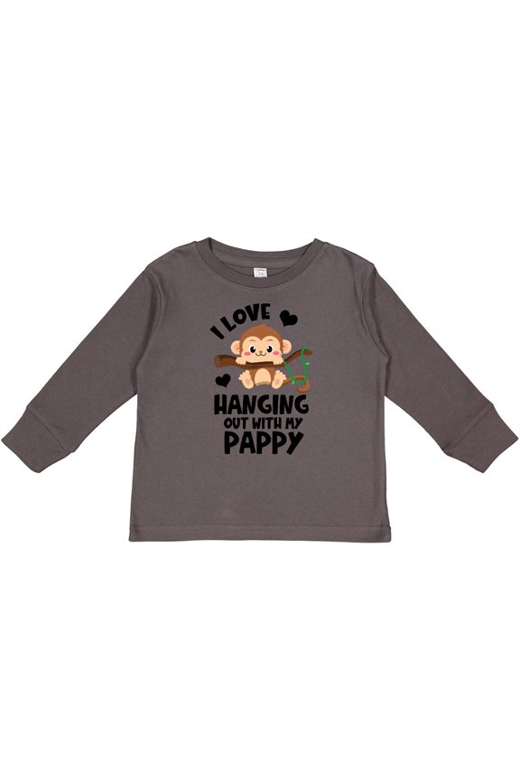 Monkey I Love Hanging out with My Pappy Boys or Girls Long Sleeve Toddler T-Shirt