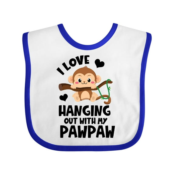 Inktastic Monkey I Love Hanging out with My Pawpaw Boys or Girls Baby Bib
