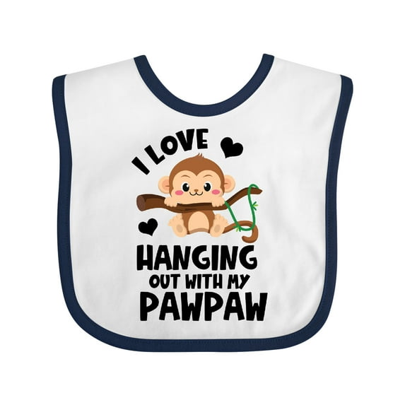 Inktastic Monkey I Love Hanging out with My Pawpaw Boys or Girls Baby Bib