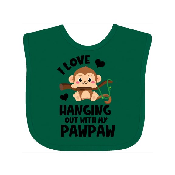 Inktastic Monkey I Love Hanging out with My Pawpaw Boys or Girls Baby Bib