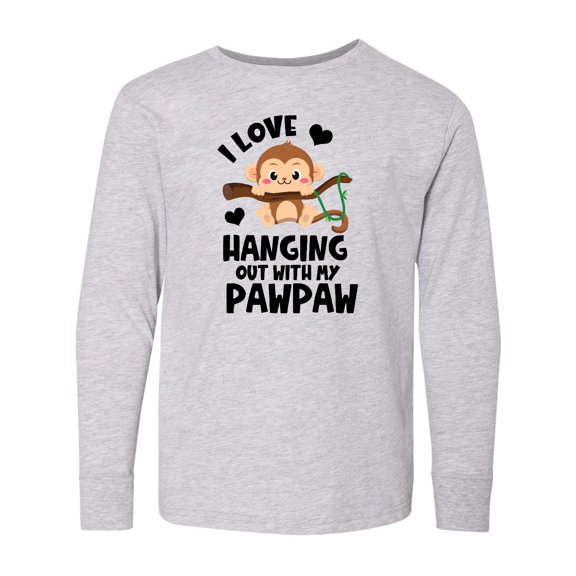 Inktastic Monkey I Love Hanging out with My Pawpaw Long Sleeve Youth T-Shirt