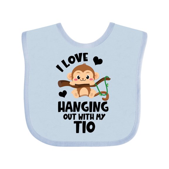 Inktastic Monkey I Love Hanging out with My Tio Boys or Girls Baby Bib