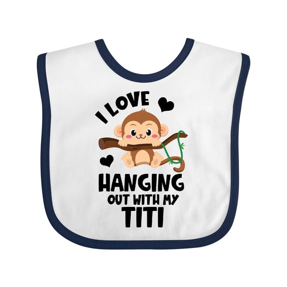 Inktastic Monkey I Love Hanging out with My Titi Boys or Girls Baby Bib
