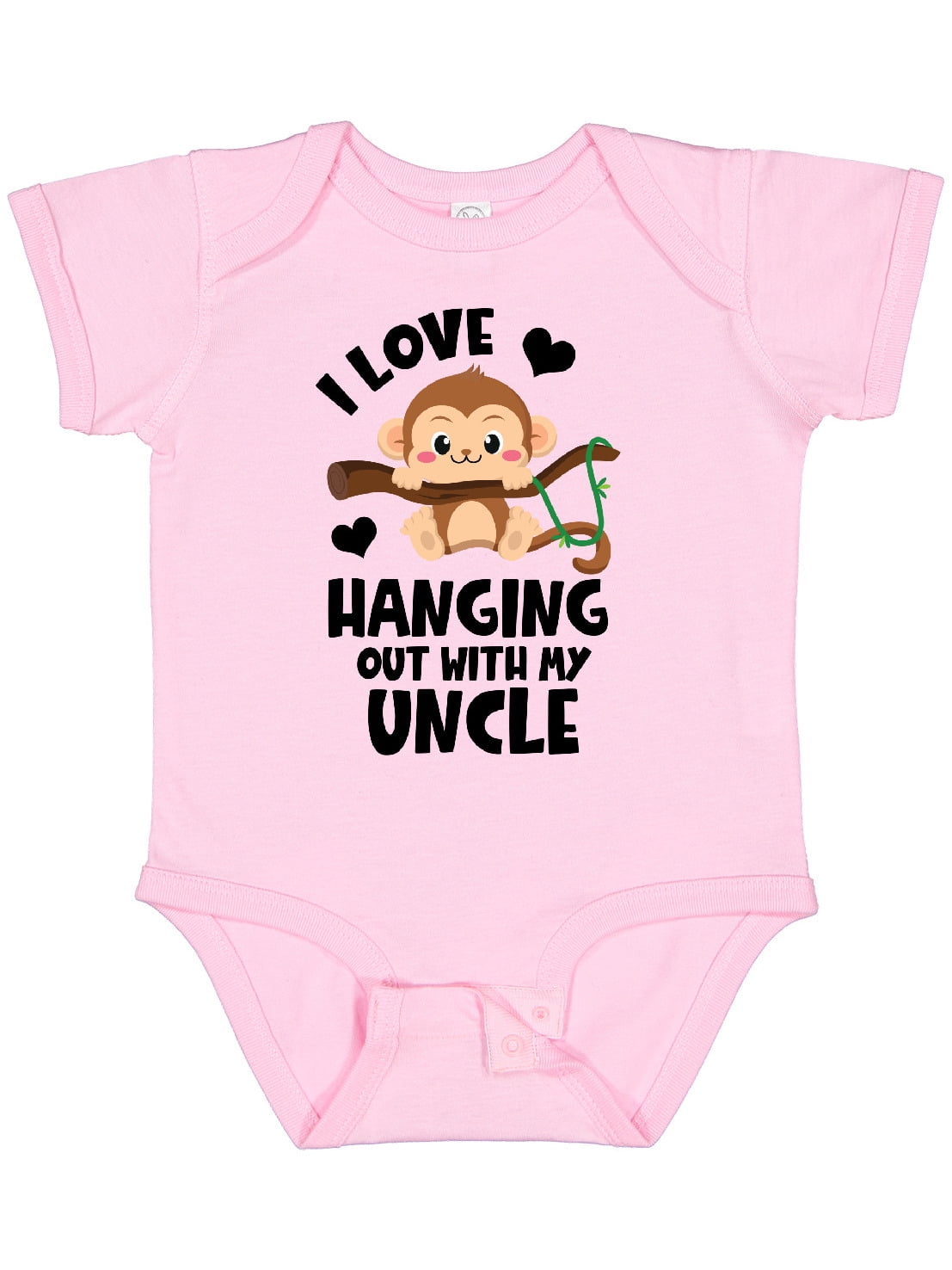 Inktastic Monkey I Love Hanging out with My Uncle Boys or Girls Baby Bodysuit