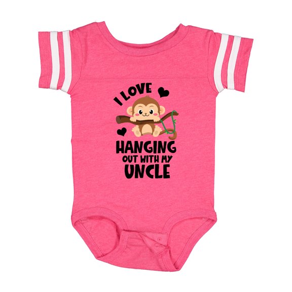 Inktastic Monkey I Love Hanging out with My Uncle Boys or Girls Baby Bodysuit