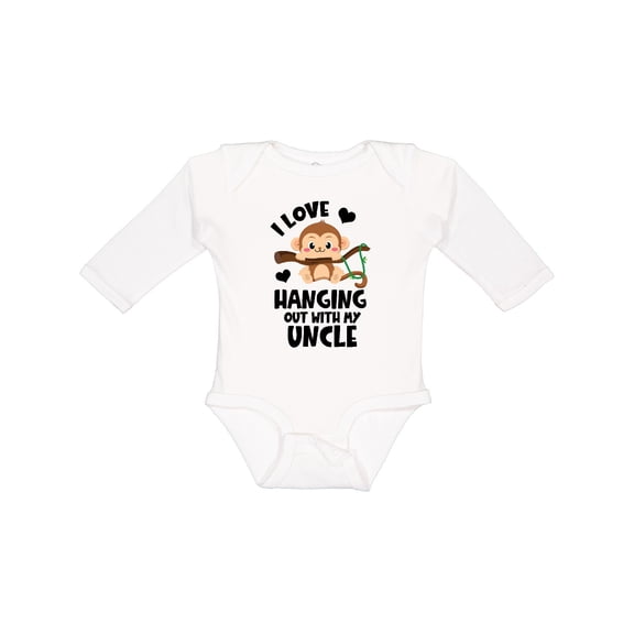 Inktastic Monkey I Love Hanging out with My Uncle Boys or Girls Long Sleeve Baby Bodysuit