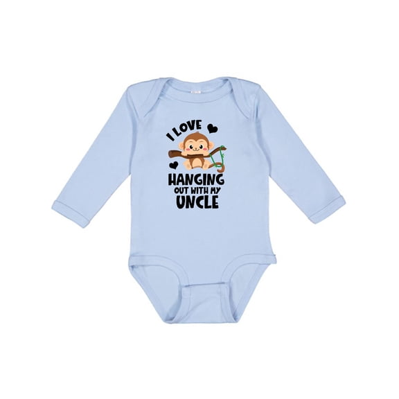 Inktastic Monkey I Love Hanging out with My Uncle Boys or Girls Long Sleeve Baby Bodysuit