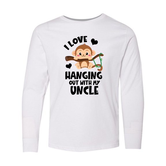 Inktastic Monkey I Love Hanging out with My Uncle Long Sleeve Youth T-Shirt