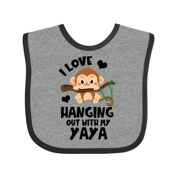 Inktastic Monkey I Love Hanging out with My Yaya Boys or Girls Baby Bib