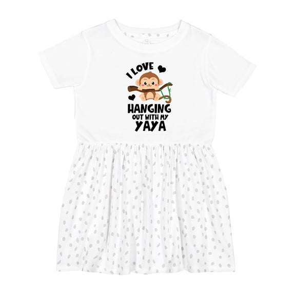 Inktastic Monkey I Love Hanging out with My Yaya Girls Toddler Dress
