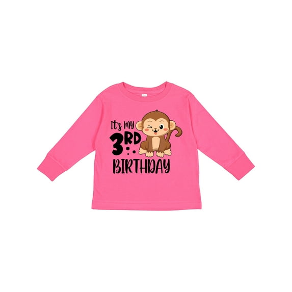 Inktastic Monkey Its My 3rd Birthday Boys or Girls Long Sleeve Toddler T-Shirt