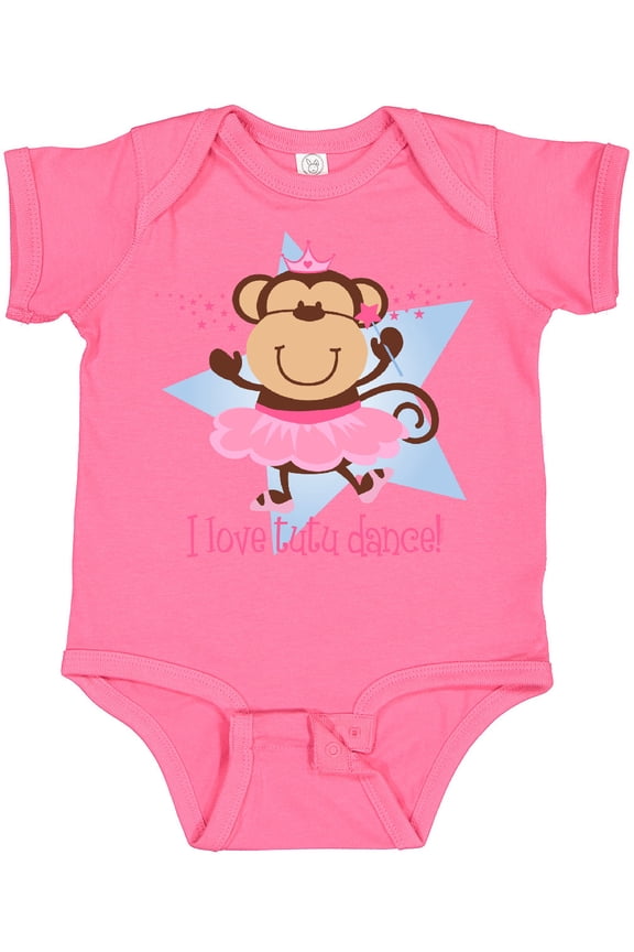 Monkey Love Tutu Dance Girls Baby Bodysuit