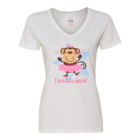 Inktastic Monkey Love Tutu Dance Women's V-Neck T-Shirt