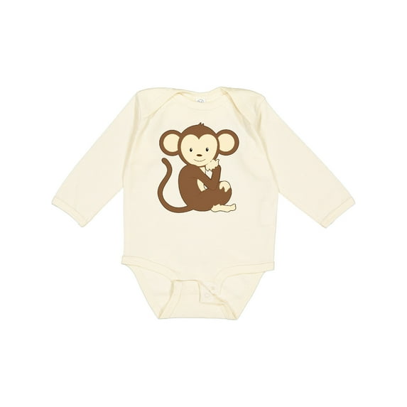 Inktastic Monkey Thinking Boys or Girls Long Sleeve Baby Bodysuit