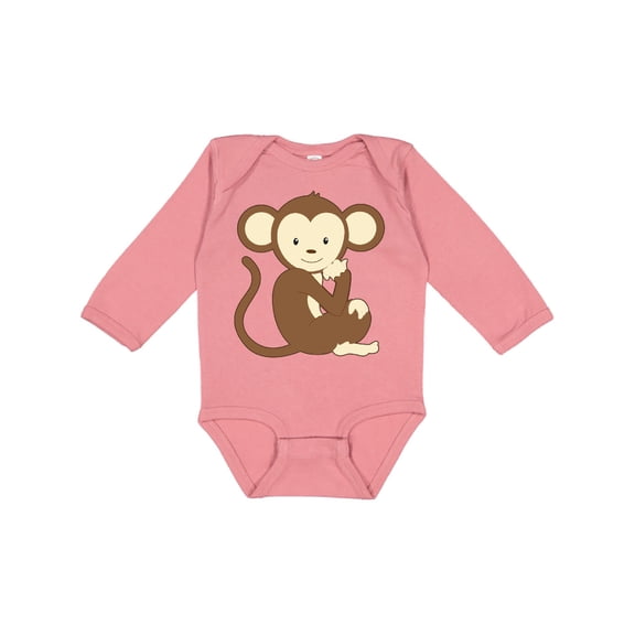Inktastic Monkey Thinking Boys or Girls Long Sleeve Baby Bodysuit