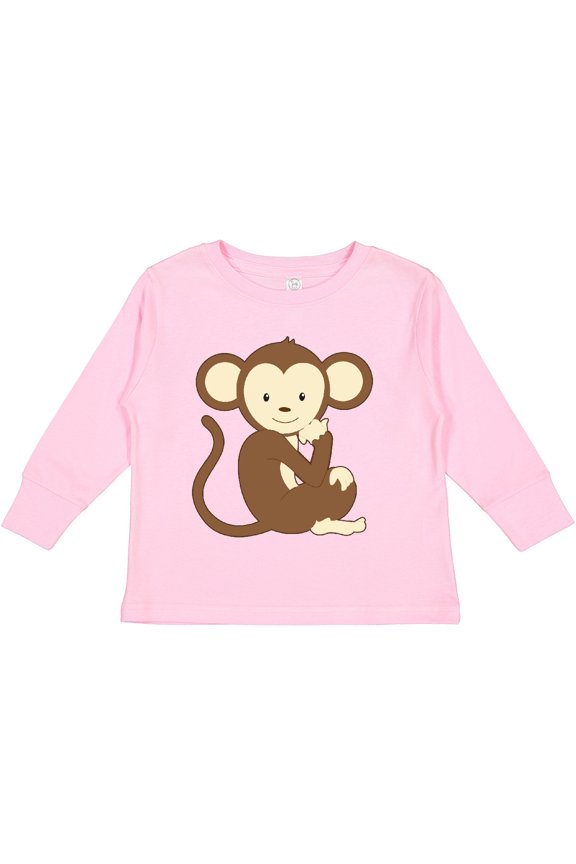 Monkey Thinking Boys or Girls Long Sleeve Toddler T-Shirt