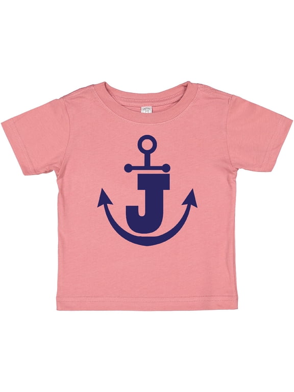 Monogram J Nautical Anchor Boys or Girls Baby T-Shirt