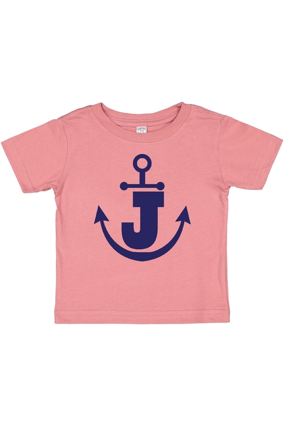 Monogram J Nautical Anchor Boys or Girls Baby T-Shirt