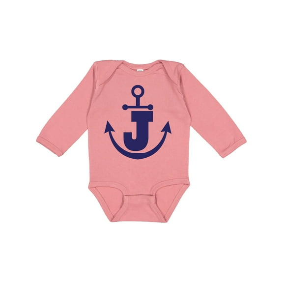 Inktastic Monogram J Nautical Anchor Boys or Girls Long Sleeve Baby Bodysuit