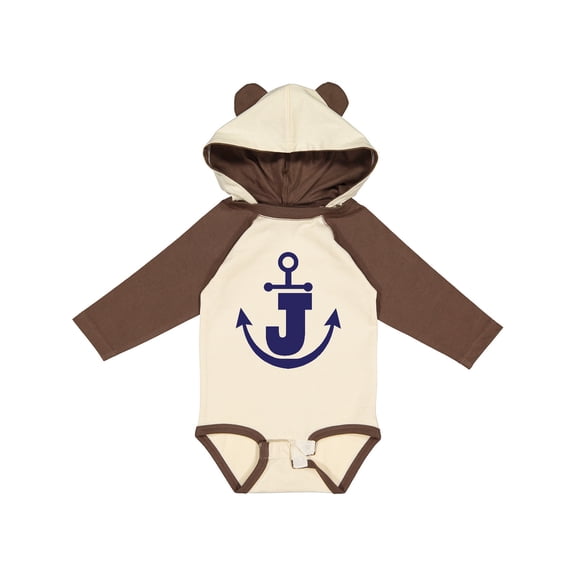 Inktastic Monogram J Nautical Anchor Boys or Girls Long Sleeve Baby Bodysuit