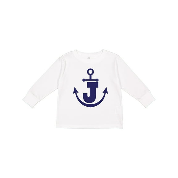 Inktastic Monogram J Nautical Anchor Boys or Girls Long Sleeve Toddler T-Shirt