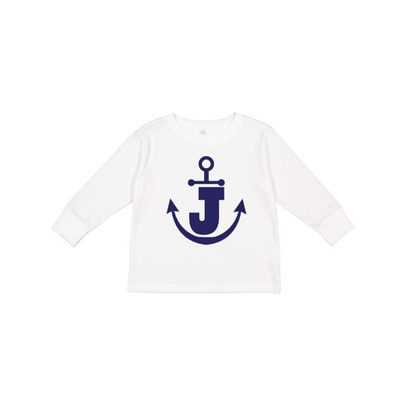 Inktastic Monogram J Nautical Anchor Boys or Girls Long Sleeve Toddler T-Shirt