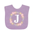 thumbnail image 1 of Inktastic Monogram Letter J Floral Rose Wreath Girls Baby Bib, 1 of 4