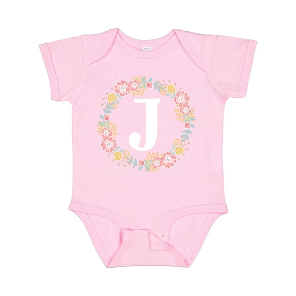 Inktastic Monogram Letter J Floral Rose Wreath Girls Baby Bodysuit