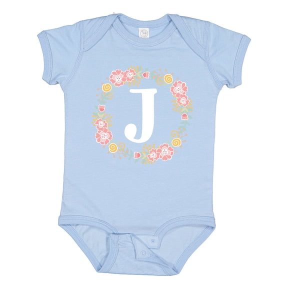 Inktastic Monogram Letter J Floral Rose Wreath Girls Baby Bodysuit