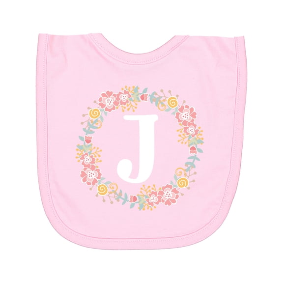 Inktastic Monogram Letter J Floral Rose Wreath Newborn Bib