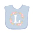 thumbnail image 1 of Inktastic Monogram Letter L Rose Floral Wreath Gift Girls Baby Bib, 1 of 4