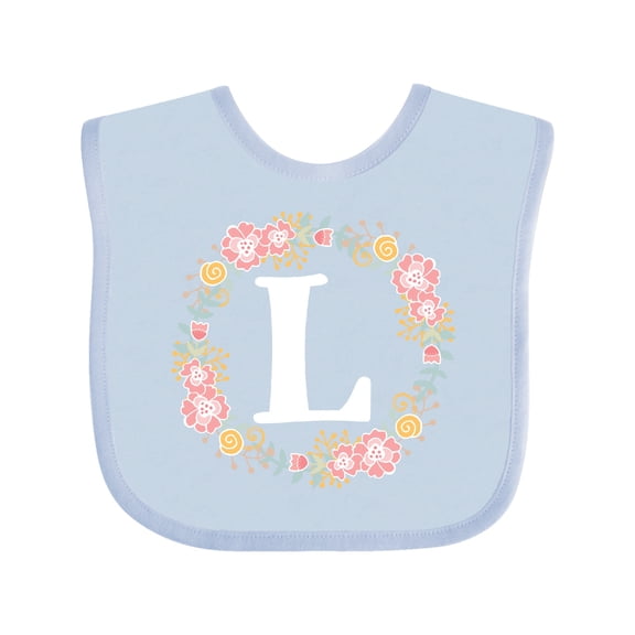 Inktastic Monogram Letter L Rose Floral Wreath Gift Girls Baby Bib