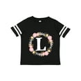 thumbnail image 1 of Inktastic Monogram Letter L Rose Floral Wreath Gift Girls Toddler T-Shirt, 1 of 5