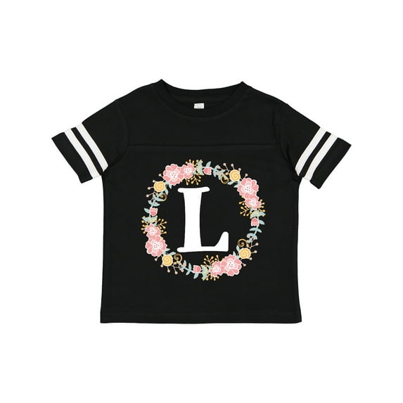 Inktastic Monogram Letter L Rose Floral Wreath Gift Girls Toddler T-Shirt