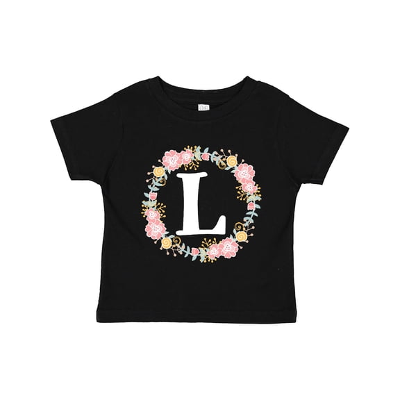 Inktastic Monogram Letter L Rose Floral Wreath Gift Girls Toddler T-Shirt