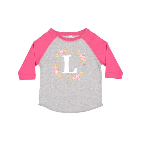 Inktastic Monogram Letter L Rose Floral Wreath Gift Girls Toddler T-Shirt