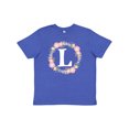 thumbnail image 1 of Inktastic Monogram Letter L Rose Floral Wreath Gift Youth T-Shirt, 1 of 5