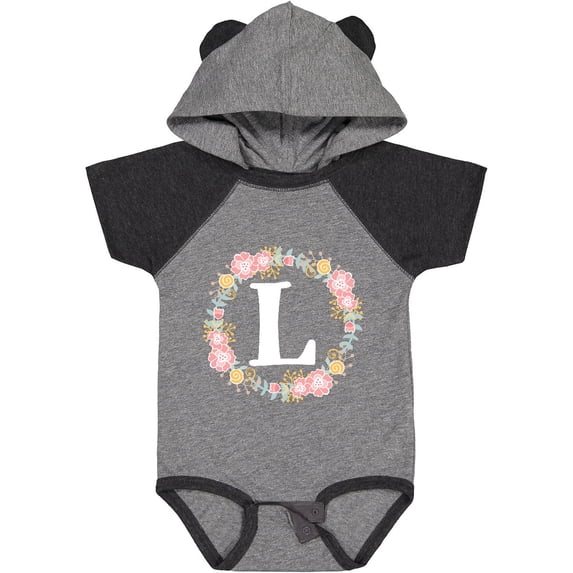 Inktastic Monogram Letter L Rose Floral Wreath Girls Baby Bodysuit