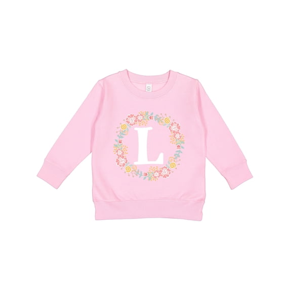 Inktastic Monogram Letter L Rose Floral Wreath Toddler Sweatshirt