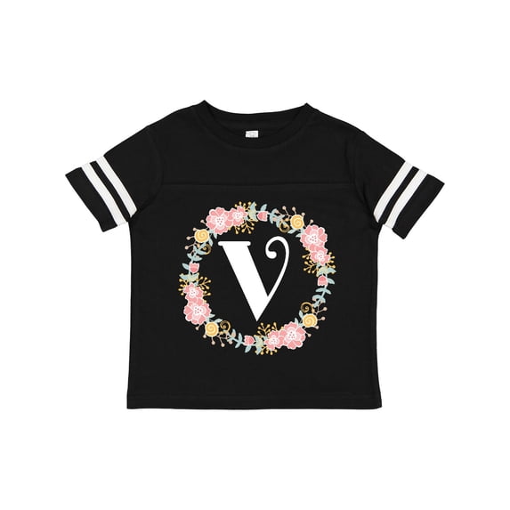 Inktastic Monogram Letter V Rose Floral Wreath Girls Toddler T-Shirt