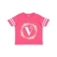 thumbnail image 1 of Inktastic Monogram Letter V Rose Floral Wreath Girls Toddler T-Shirt, 1 of 5