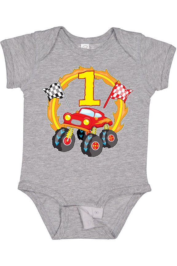 Monster Truck 1st Birthday Boys or Girls Baby Bodysuit