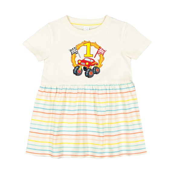 Inktastic Monster Truck 1st Birthday Girls Baby Dress